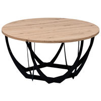 BEISTELLTISCH 80/80/40 cm Mella Schwarz, Eiche Artisan rund  - Schwarz/Eiche Artisan, Design, Holzwerkstoff/Metall (80/80/40cm) - Xora