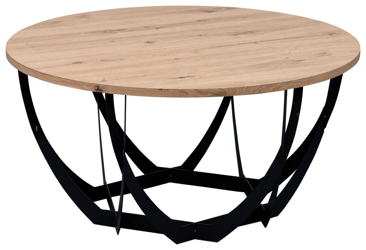 BEISTELLTISCH 80/80/40 cm Mella Schwarz, Eiche Artisan rund  - Schwarz/Eiche Artisan, Design, Holzwerkstoff/Metall (80/80/40cm) - Xora