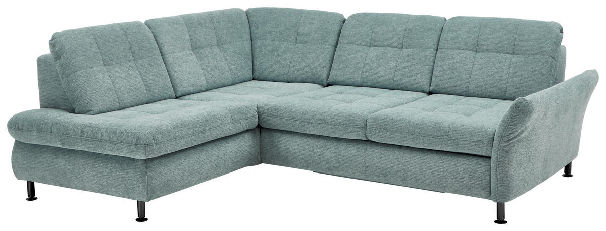 ECKSOFA in Webstoff Türkis  - Türkis/Schwarz, Konventionell, Textil/Metall (210/242cm) - Beldomo Style