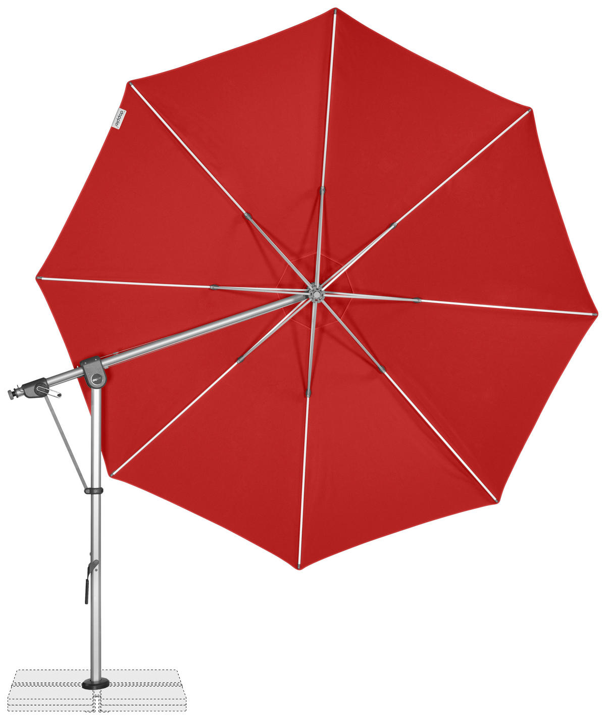 AMPELSCHIRM 350 cm Rot  - Silberfarben/Rot, Basics, Textil/Metall (350/350cm) - Doppler