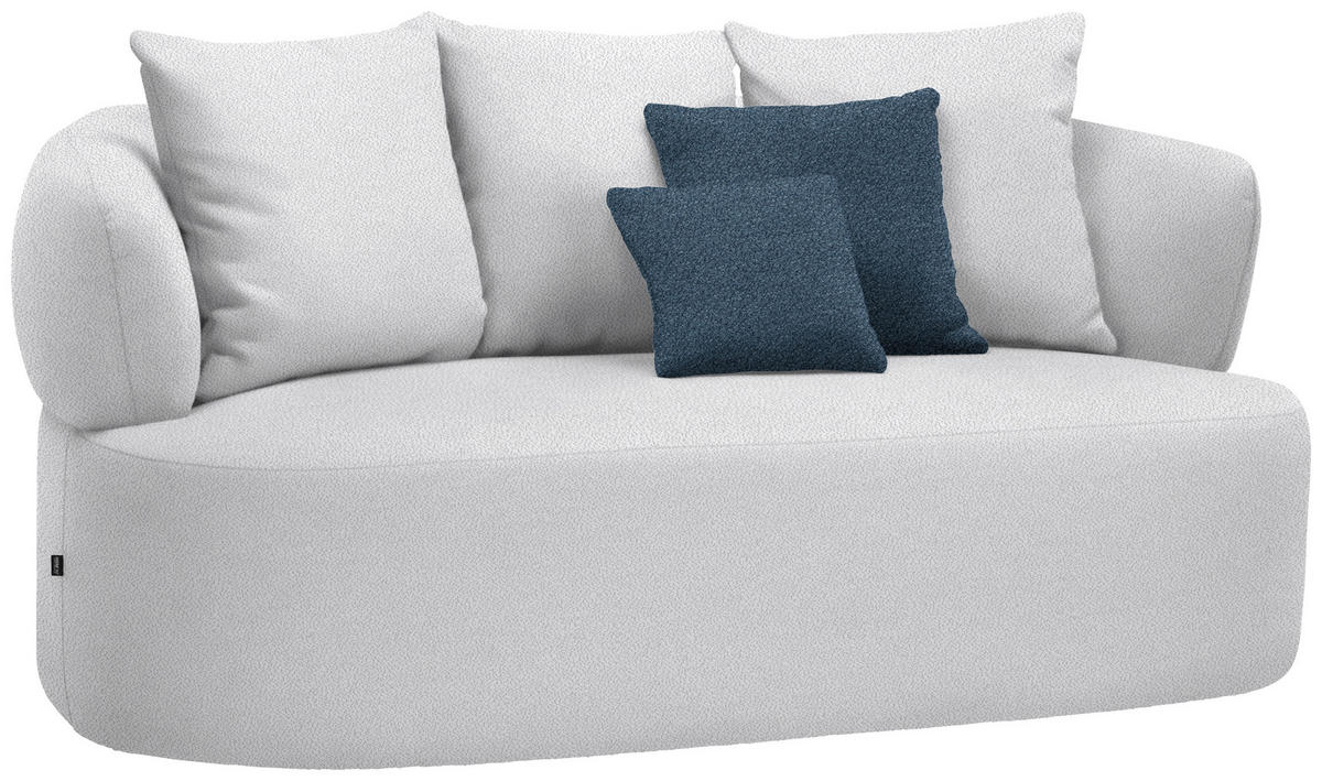 2-SITZER-SOFA in Plüsch Hellgrau  - Hellgrau/Schwarz, MODERN, Kunststoff/Textil (177/86/105cm) - Hom`in