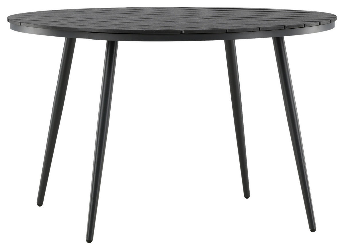 GARTENTISCH Metall, Kunststoff Schwarz rund  - Schwarz, KONVENTIONELL, Kunststoff/Metall (120/74cm) - Gardenson