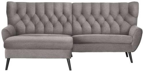 ECKSOFA Taupe Flachgewebe  - Taupe/Schwarz, Design, Holz/Textil (165/237cm) - Stylife