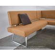 ECKBANK 208/160 cm  in Edelstahlfarben, Cognac  - Edelstahlfarben/Cognac, Design, Textil/Metall (208/160cm) - Dieter Knoll