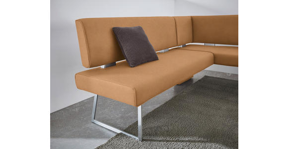 ECKBANK 208/160 cm  in Edelstahlfarben, Cognac  - Edelstahlfarben/Cognac, Design, Textil/Metall (208/160cm) - Dieter Knoll