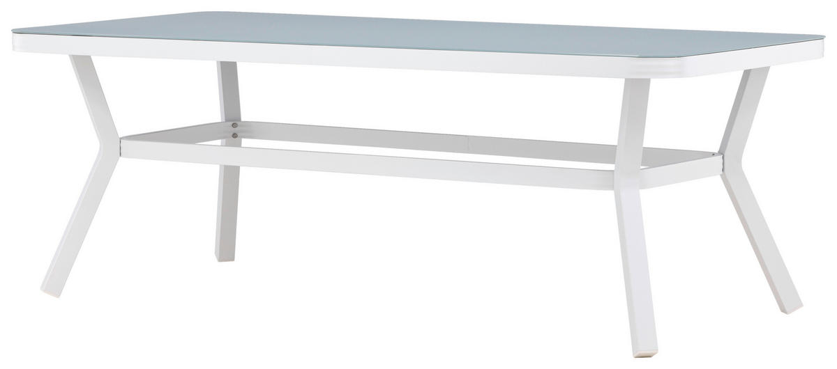 GARTENTISCH 200/100/74 cm Metall, Stein rechteckig  - Weiß, KONVENTIONELL, Stein/Metall (200/100/74cm) - Gardenson