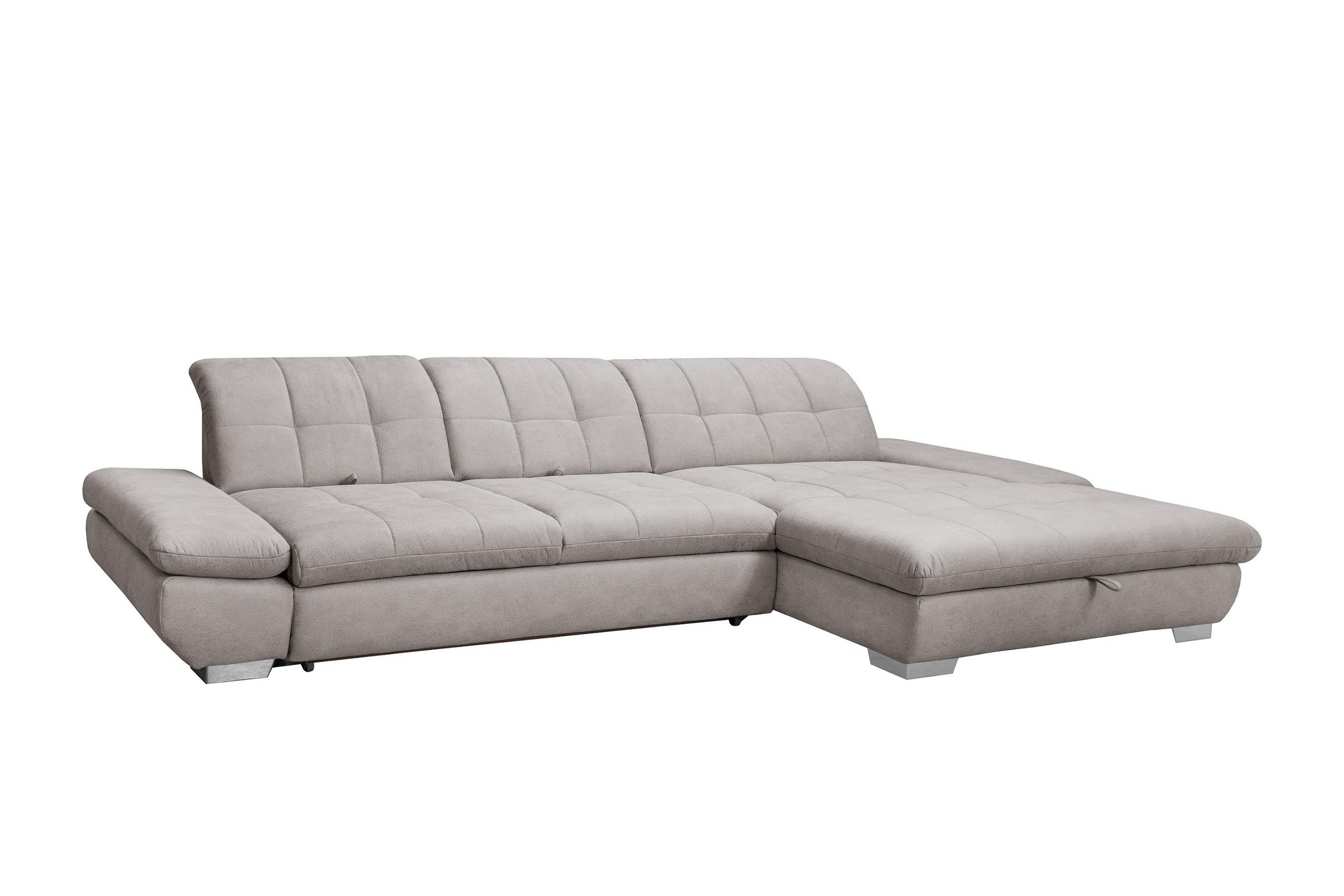 SAROKGARNITÚRA textil szürke  - krómszínű/szürke, Basics, textil/fém (340/198cm) - Xora
