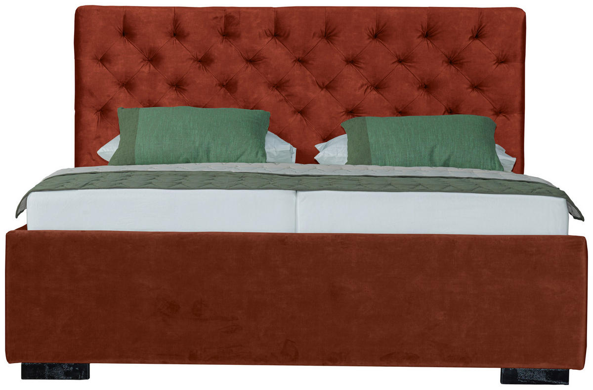 POLSTERBETT 180/200 cm  in Rostfarben  - Rostfarben/Schwarz, Design, Holz/Textil (180/200cm) - Boxxx