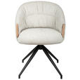 ARMLEHNSTUHL  Sitzfläche 360° drehbar, automatische Rückholfunktion Leinenoptik  - Beige/Schwarz, Design, Holz/Textil (61/84/62cm) - Valnatura