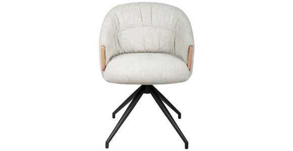 ARMLEHNSTUHL  Sitzfläche 360° drehbar, automatische Rückholfunktion Leinenoptik  - Beige/Schwarz, Design, Holz/Textil (61/84/62cm) - Valnatura