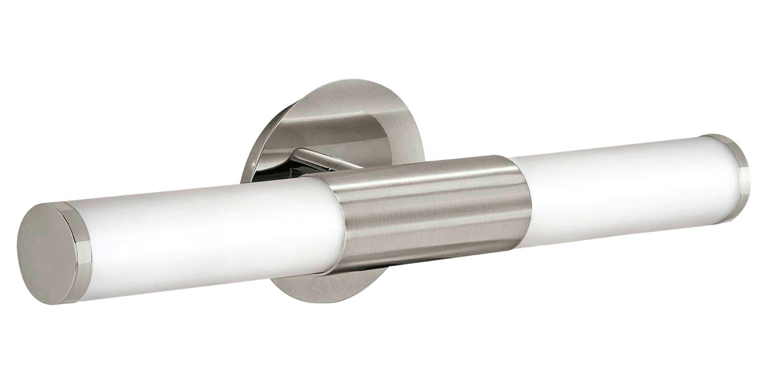 APLICĂ DE PERETE PENTRU BAIE - alb/culoare aluminiu, Basics, sticlă/metal (46cm)