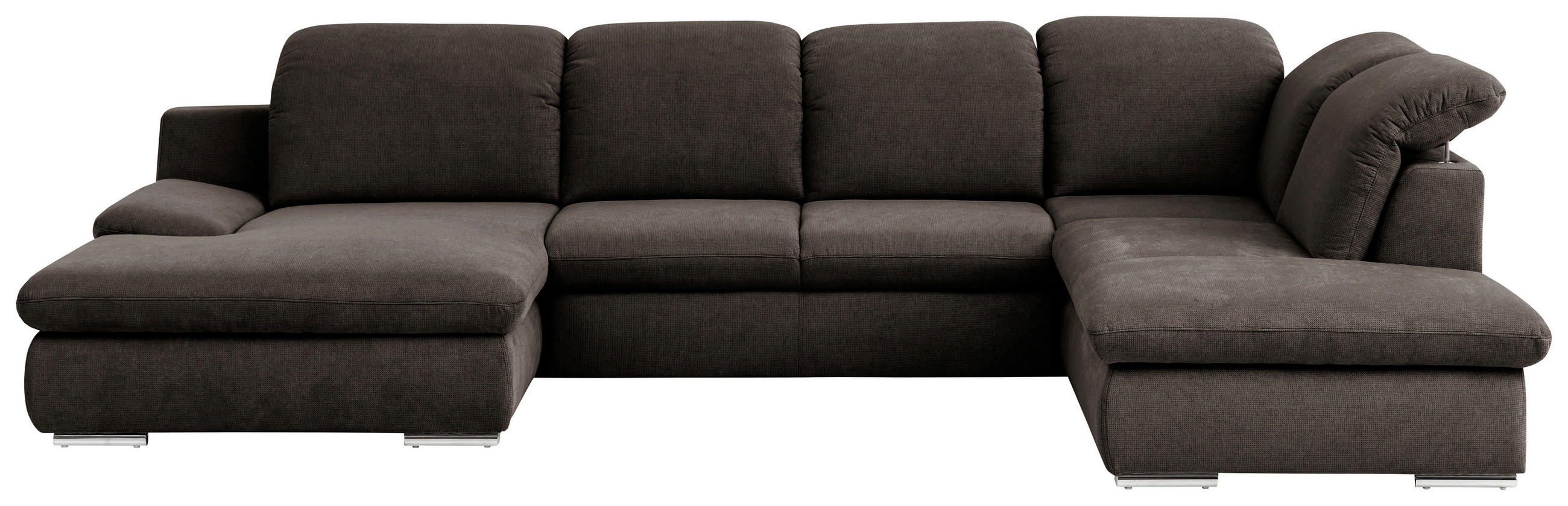 WOHNLANDSCHAFT Braun Chenille - Chromfarben/Braun, Design, Textil/Metall (165/353/212cm) - Livetastic