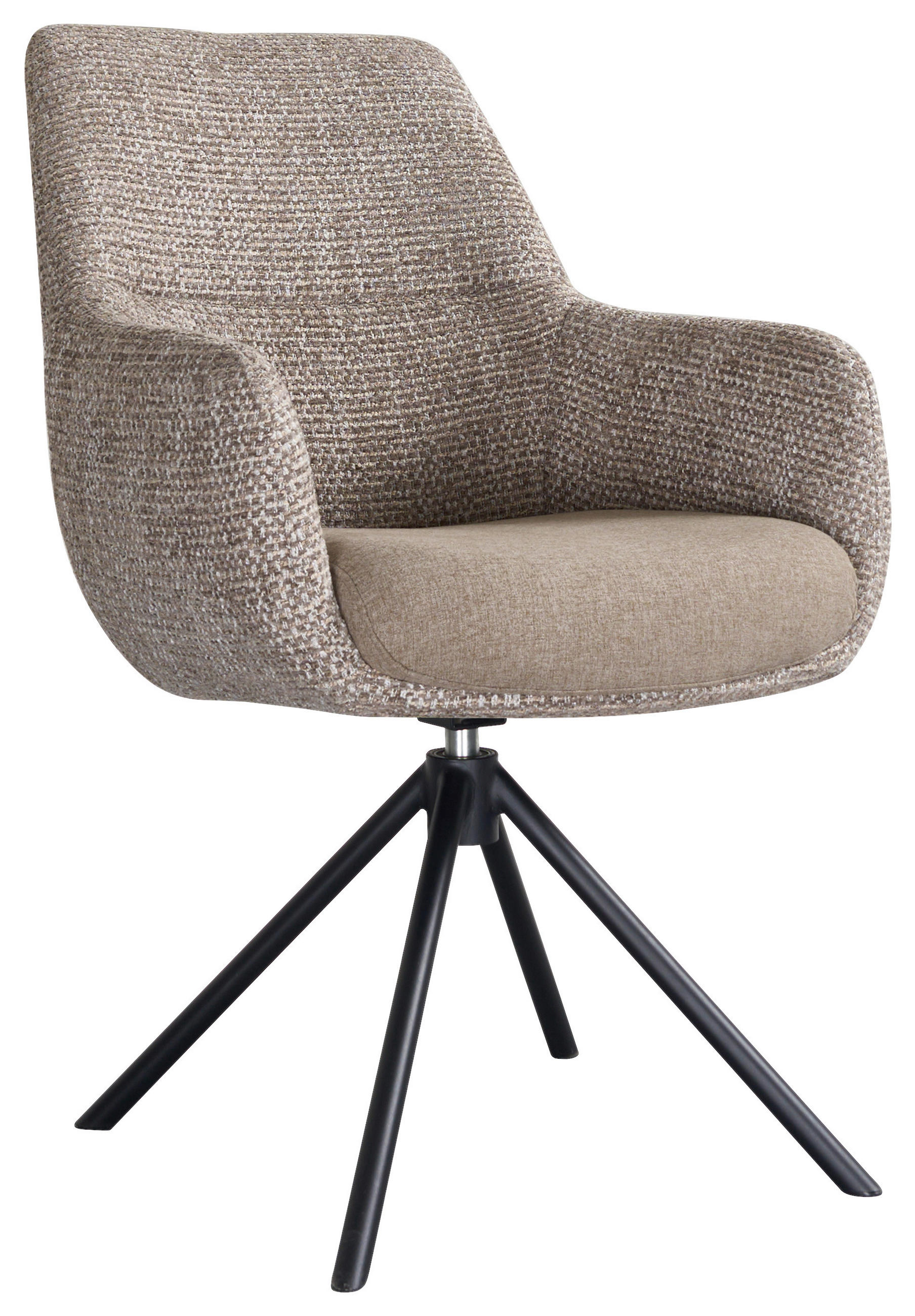 ARMLEHNSTUHL  Stoffauswahl, Sitzfläche 360° drehbar Webstoff  - Taupe/Schwarz, Design, Textil/Metall (59/91/69cm) - Novel
