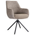 ARMLEHNSTUHL  Stoffauswahl, Sitzfläche 360° drehbar Webstoff  - Taupe/Schwarz, Design, Textil/Metall (59/91/69cm) - Novel