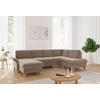 WOHNLANDSCHAFT Hellbraun Flachgewebe  - Hellbraun/Eichefarben, KONVENTIONELL, Holz/Textil (164/314/195cm) - Sit & More