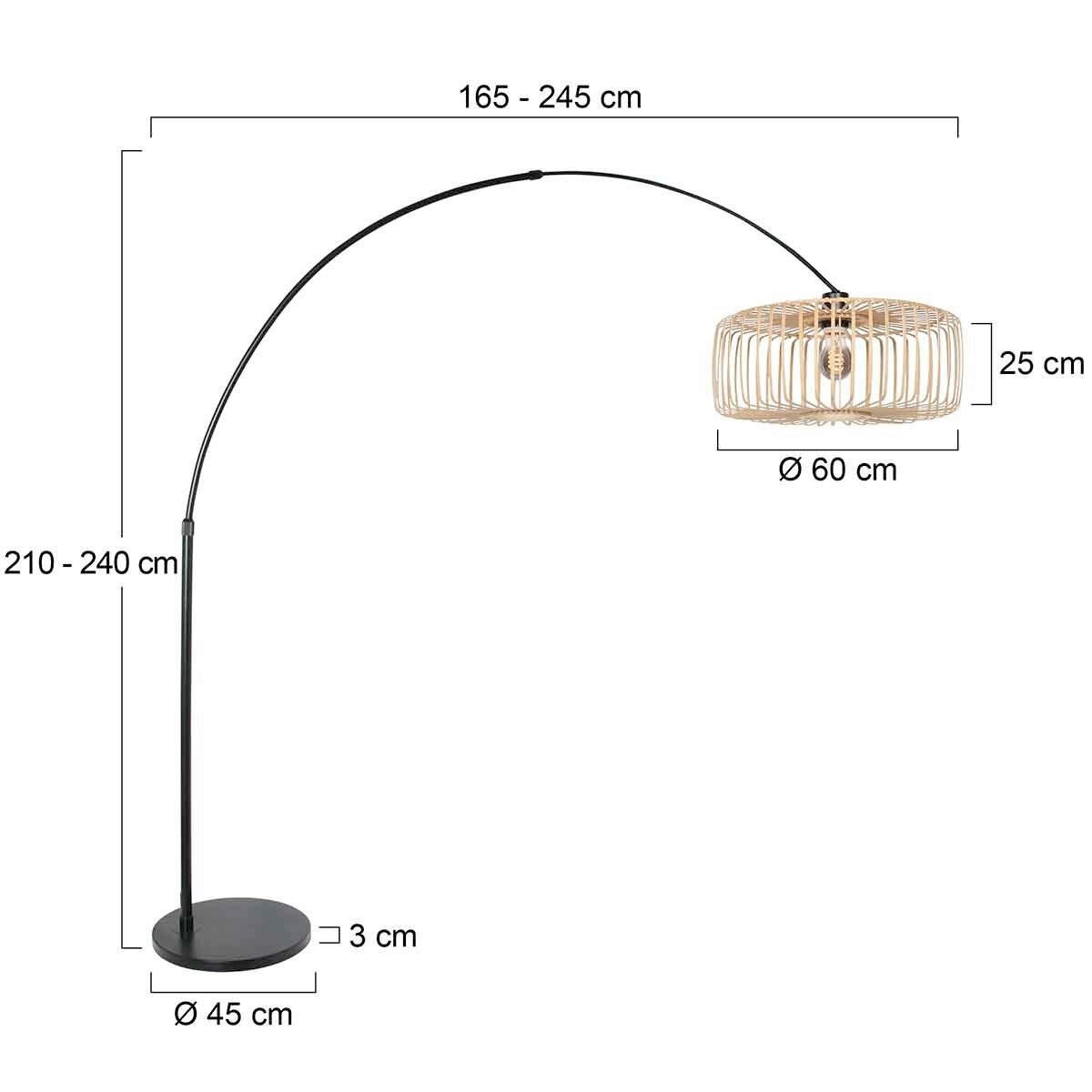 STEHLEUCHTE SPARKLED LIGHT 50/240/230 cm  - Beige/Schwarz, Trend, Naturmaterialien/Metall (50/240/230cm)