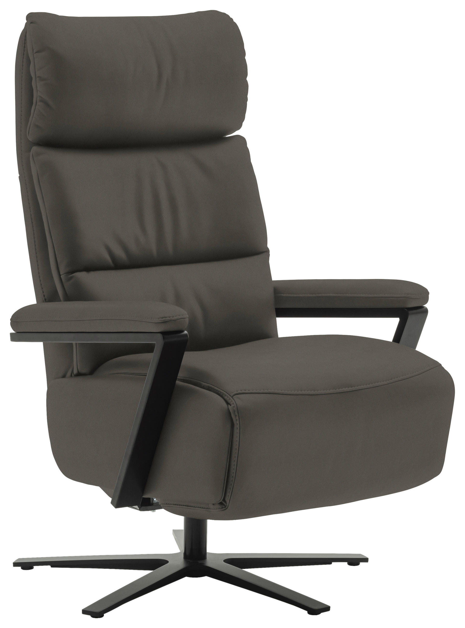 FERNSEHSESSEL Echtleder Dunkelgrau  - Dunkelgrau/Schwarz, Design, Leder/Metall (74/111/85cm) - Schöner Wohnen