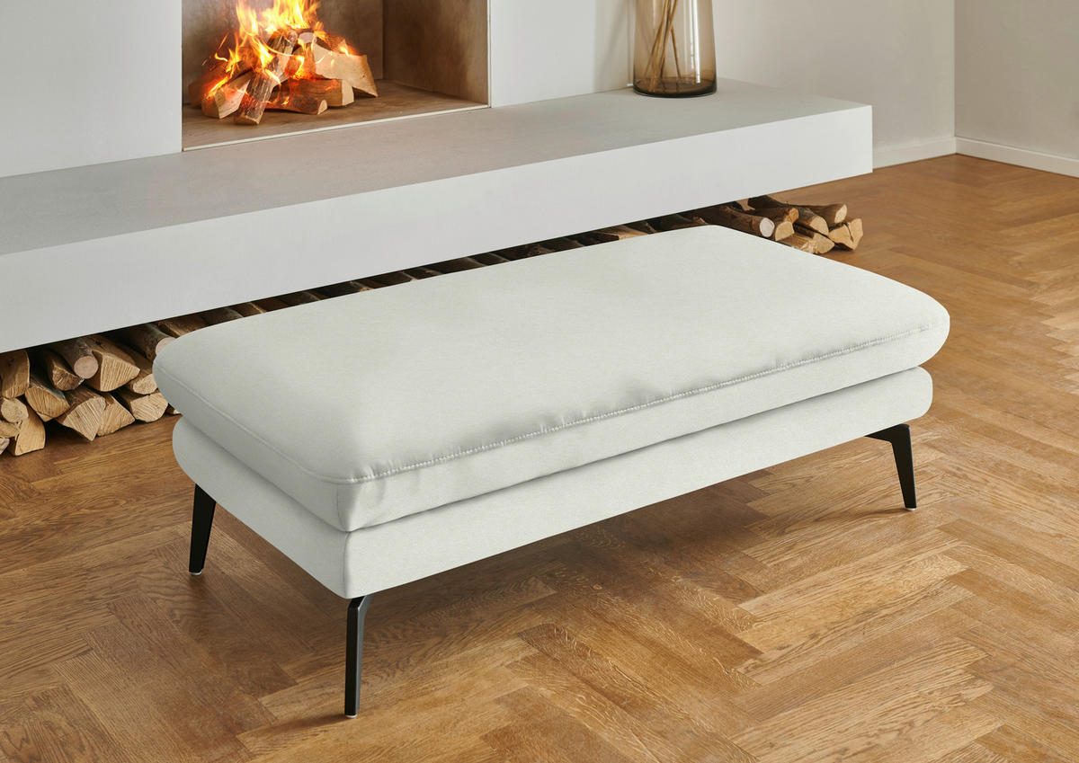 WOHNLANDSCHAFT Chenille, Flachgewebe Weiss  - Weiss/Schwarz, Design, Textil/Metall (208/344/180cm) - Dieter Knoll