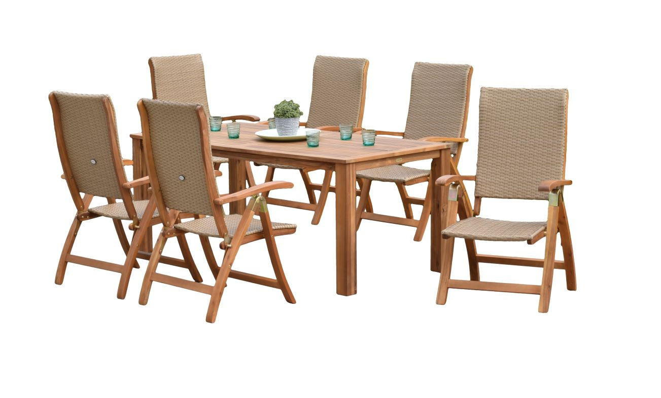 GARTENSET Akazie massiv  - Naturfarben, MODERN, Holz/Kunststoff - Gardenson