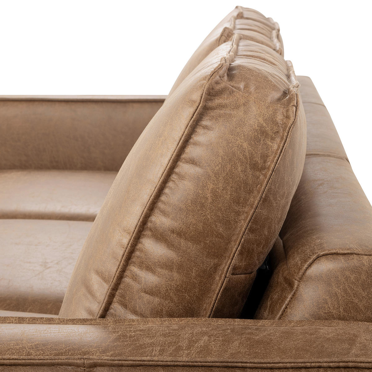 ECKSOFA Beige Echtleder Lederlook Rücken echt  - Beige/Schwarz, Design, Leder/Textil (166/238cm) - Livetastic