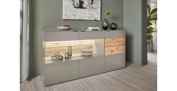 SIDEBOARD 181,9/87,9/45,2 cm  - Eichefarben/Hellgrau, Design, Glas/Holz (181,9/87,9/45,2cm) - Dieter Knoll