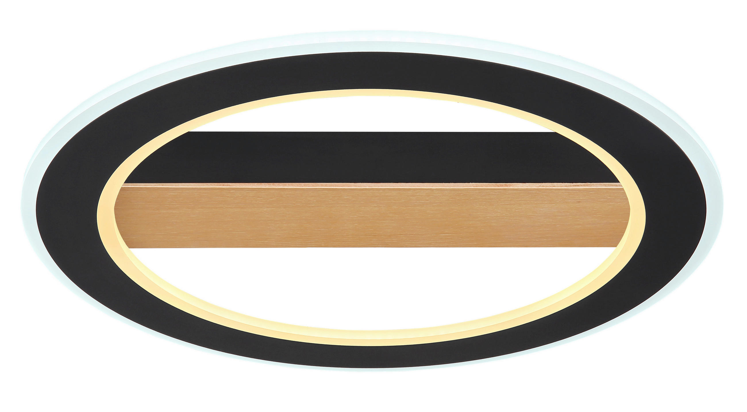 LED-DECKENLEUCHTE 30 W  45/5,5 cm    - Dunkelbraun/Opal, Basics, Holz/Kunststoff (45/5,5cm) - Globo