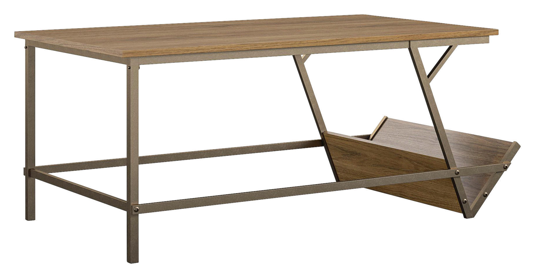 COUCHTISCH Metall, Holzwerkstoff 105/47/58 cm  - Messingfarben/Walnussfarben, Design, Holzwerkstoff/Metall (105/47/58cm) - MID.YOU