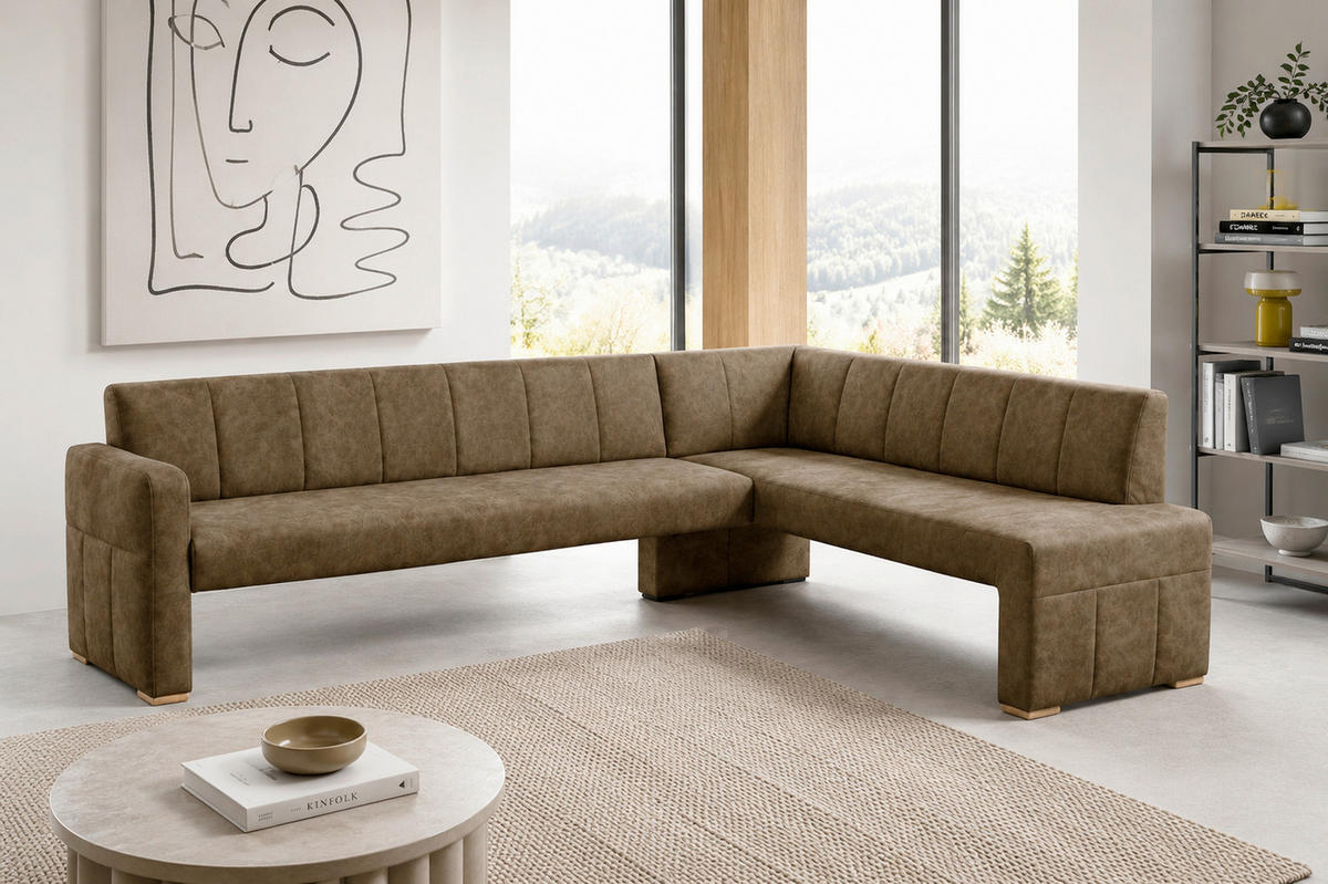UGAONA KLUPA  braon   - boja hrasta/braon, Moderno, drvo/tekstil (265/199cm) - Livetastic