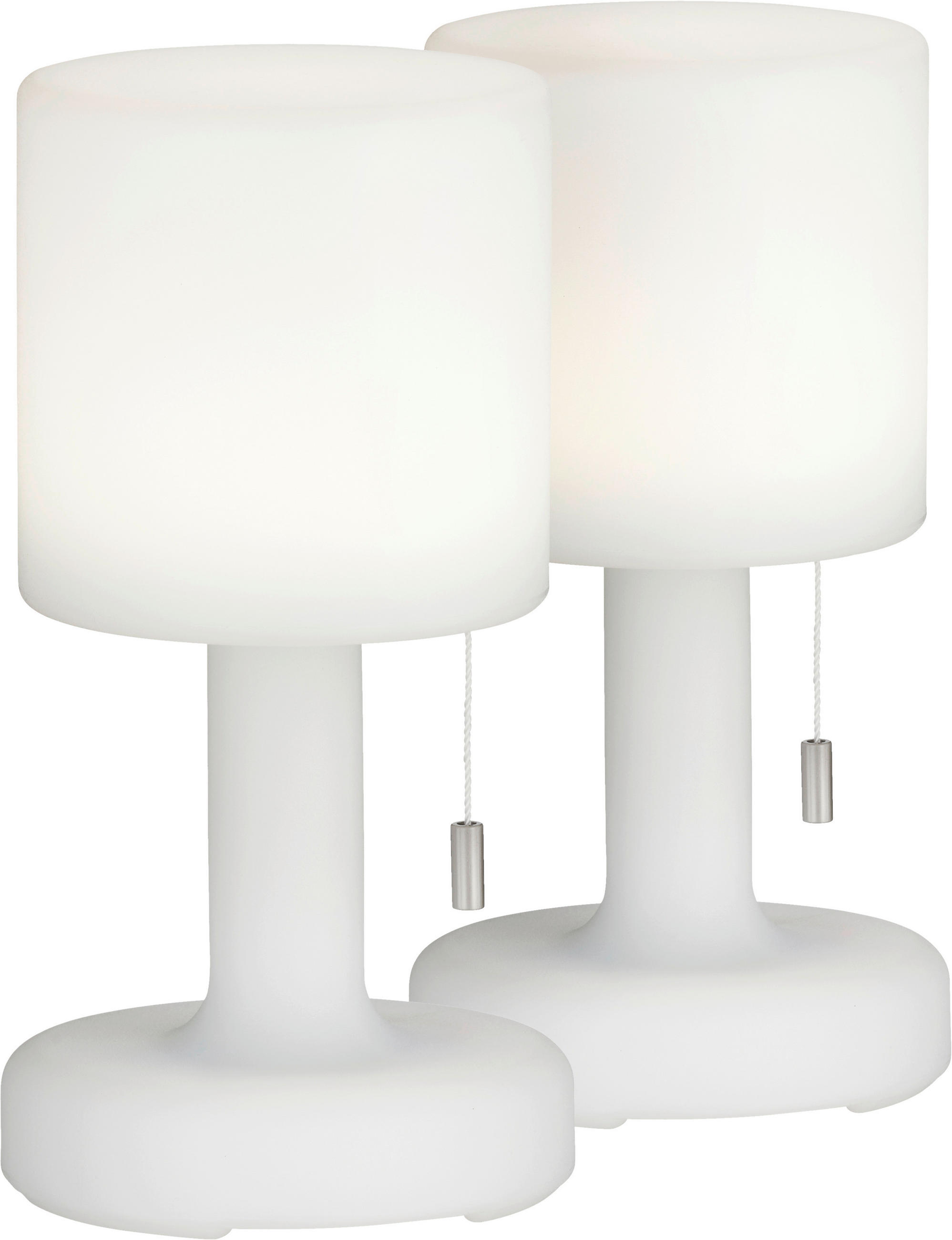 AKKU-TISCHLEUCHTE Termoli 2er Set 13/25 cm   - Weiß, KONVENTIONELL, Kunststoff (13/25cm)