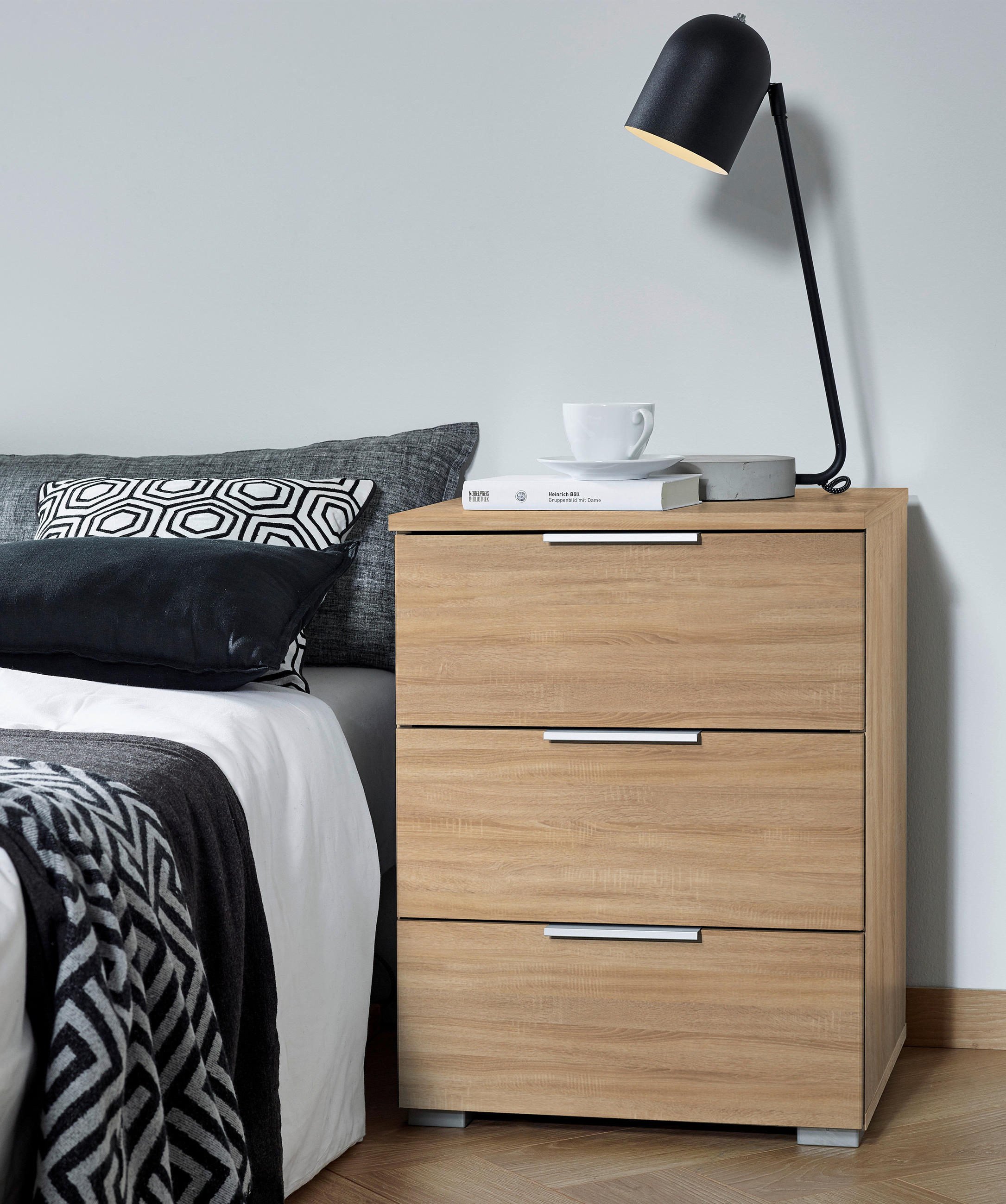 NACHTSCHRANK 40/61/42 cm  - Alufarben/Sonoma Eiche, MODERN, Holzwerkstoff (40/61/42cm) - Rauch Möbel