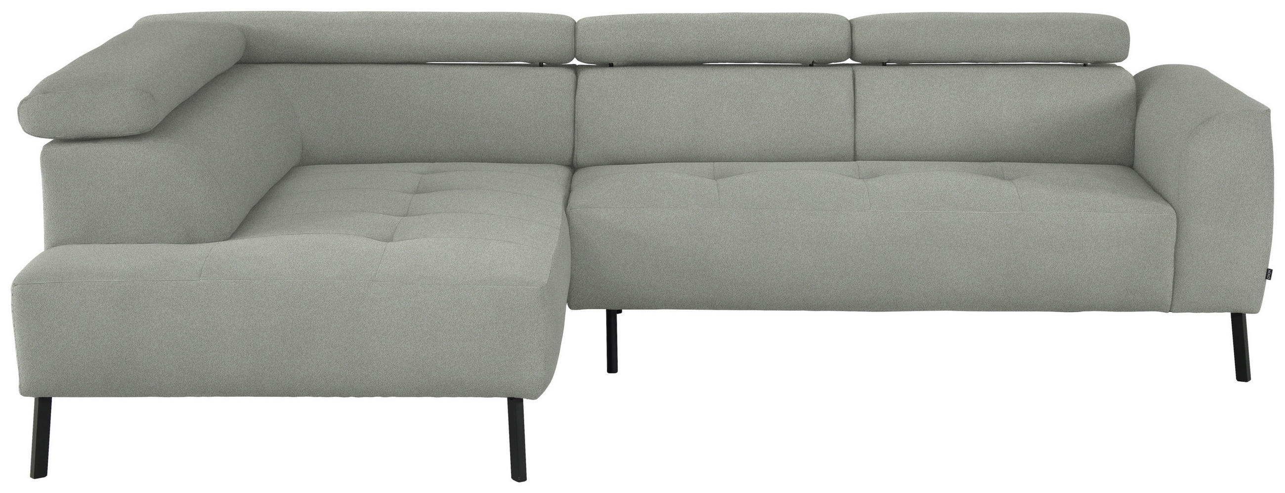 ECKSOFA in Chenille Alabasterfarben  205/280 cm  - Alabasterfarben/Schwarz, Design, Textil/Metall (205/280cm) - Xora