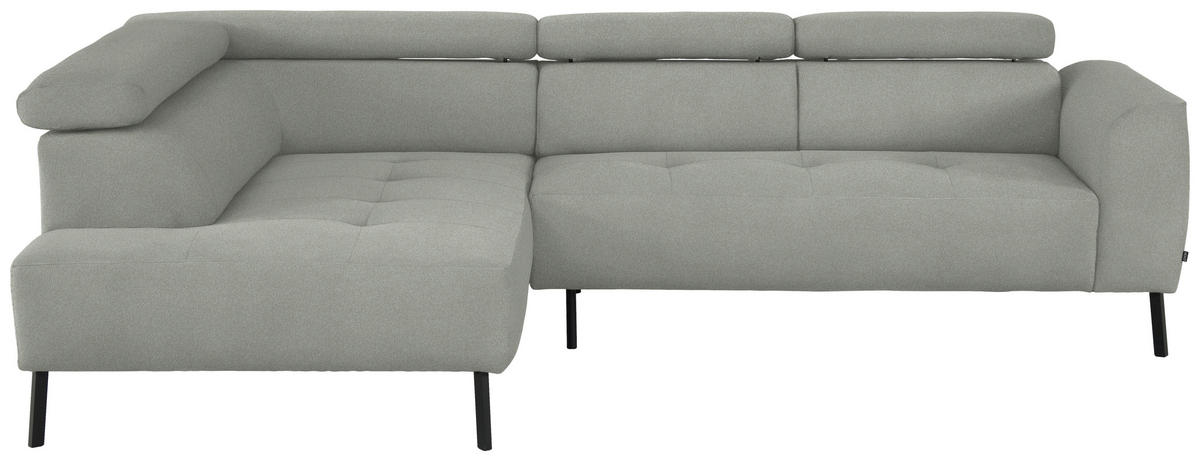 ECKSOFA in Chenille Alabasterfarben  205/280 cm  - Alabasterfarben/Schwarz, Design, Textil/Metall (205/280cm) - Xora