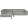 ECKSOFA in Chenille Alabasterfarben  205/280 cm  - Alabasterfarben/Schwarz, Design, Textil/Metall (205/280cm) - Xora