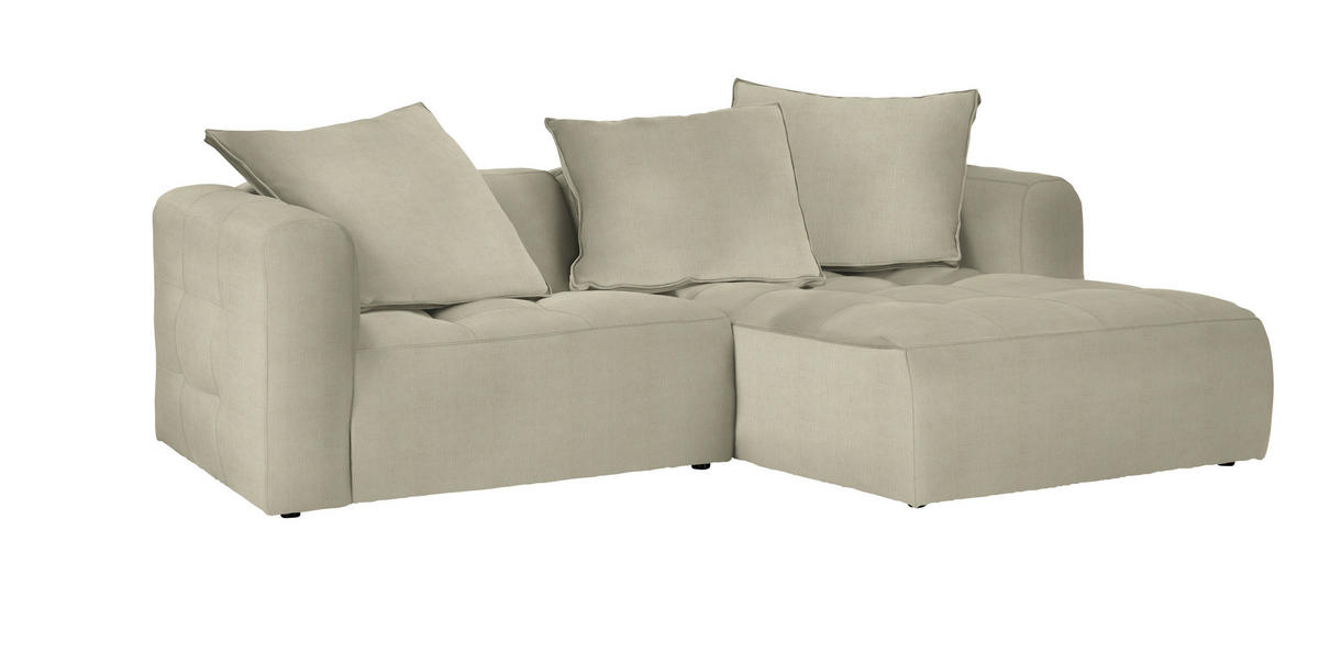ECKSOFA in Chenille Creme  - Creme/Schwarz, Lifestyle, Kunststoff/Textil (240/173cm) - Stylife