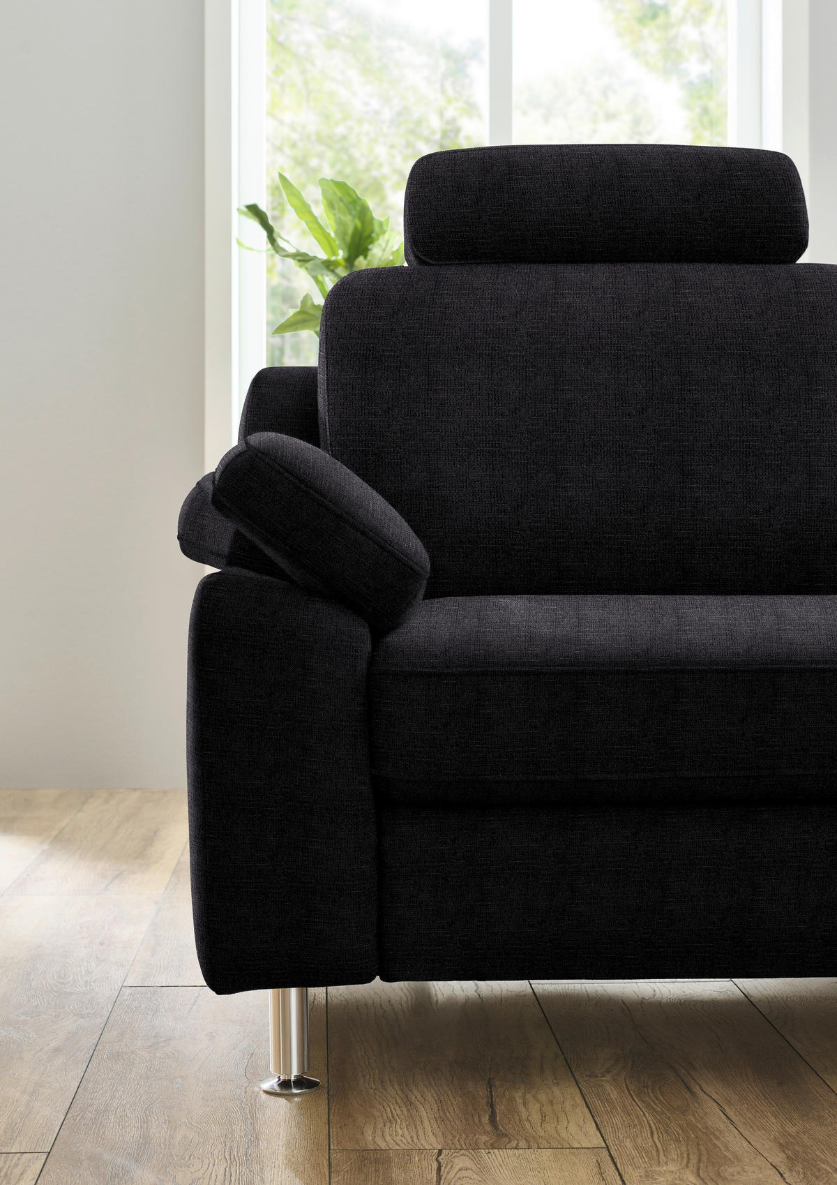ECKSOFA in Webstoff Anthrazit  - Anthrazit/Alufarben, Konventionell, Textil/Metall (241/200cm) - Beldomo System