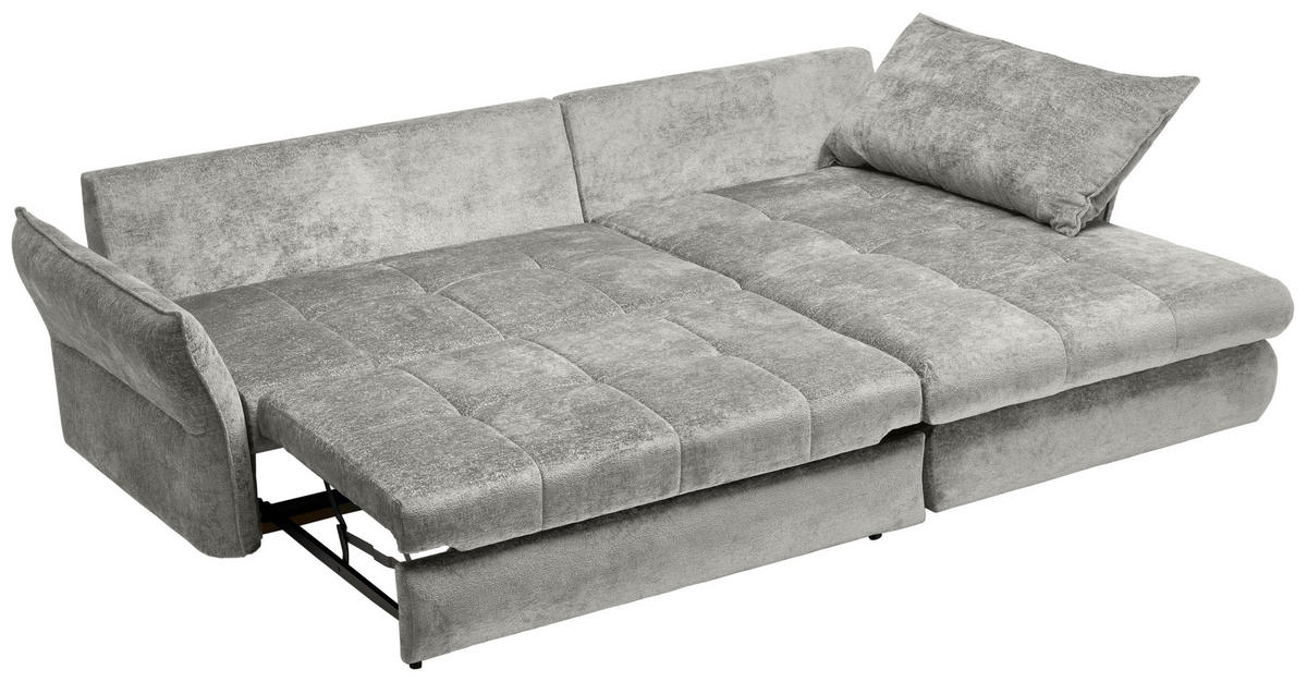 ECKSOFA in Chenille Silberfarben  - Silberfarben/Schwarz, Konventionell, Kunststoff/Textil (275/180cm) - Stylife