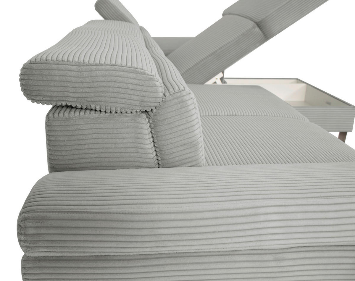 ECKSOFA in Cord Grau  - Silberfarben/Grau, Design, Textil/Metall (250/167cm) - Xora