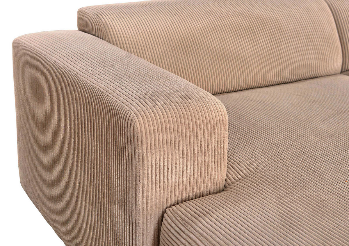 ECKSOFA BASMA Hellbraun Cord  - Hellbraun/Schwarz, Design, Kunststoff/Textil (175/298cm) - P & B