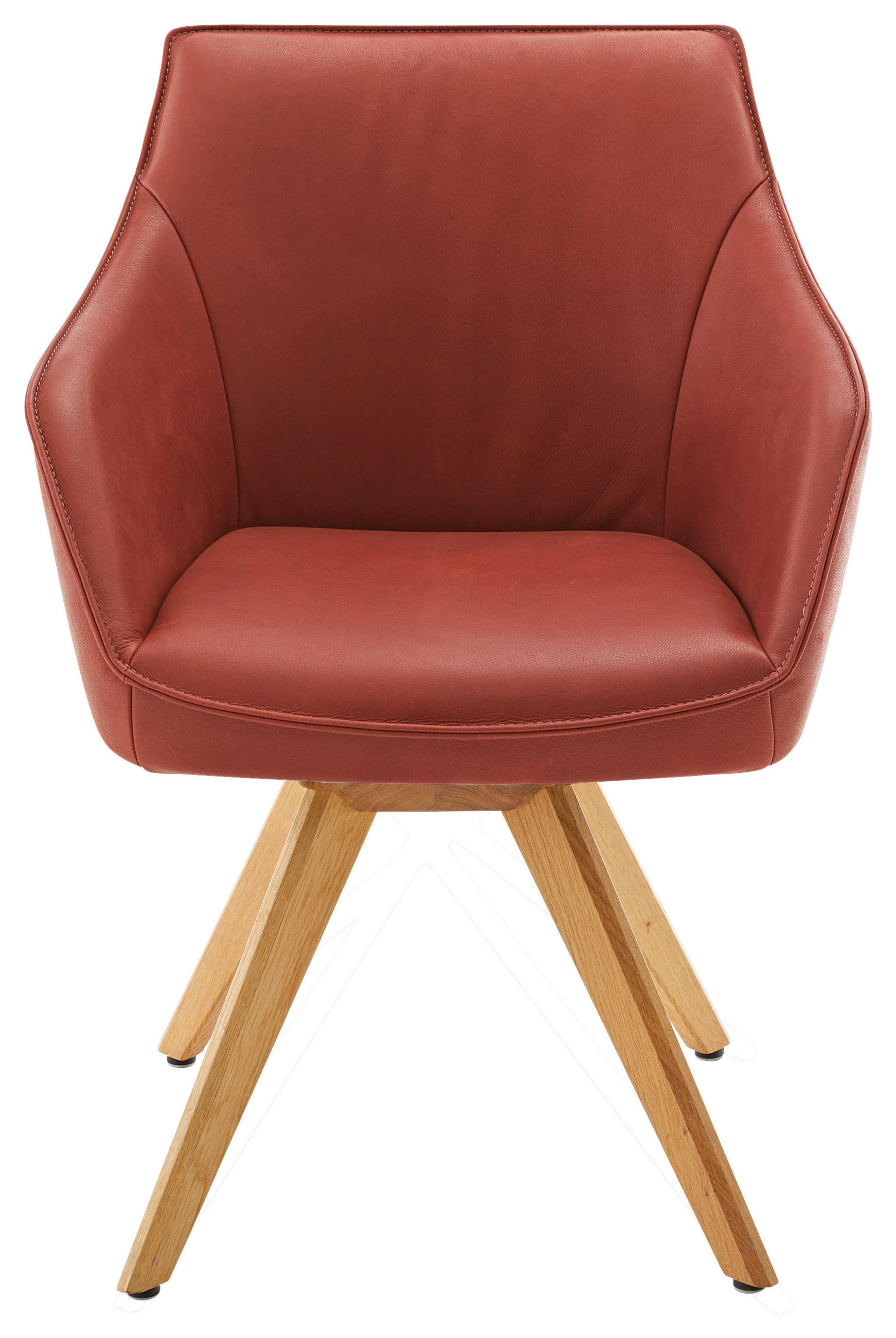 ARMLEHNSTUHL in Holz, Leder Rot, Eichefarben  - Eichefarben/Rot, Design, Leder/Holz (60/84/67cm) - Koinor