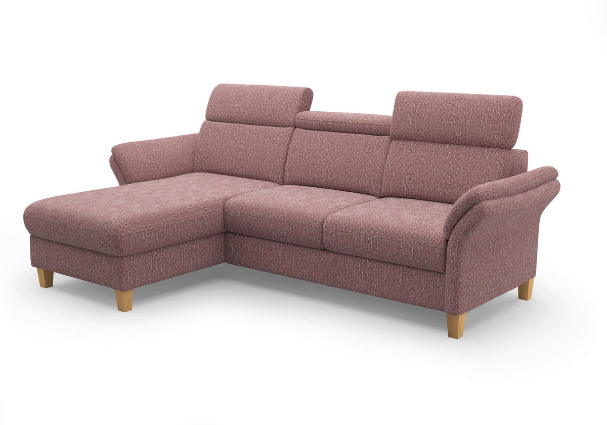 ECKSOFA GLENDALE E in Chenille Aubergine  166/253 cm  - Eichefarben/Aubergine, KONVENTIONELL, Holz/Textil (166/253cm) - Sit & More