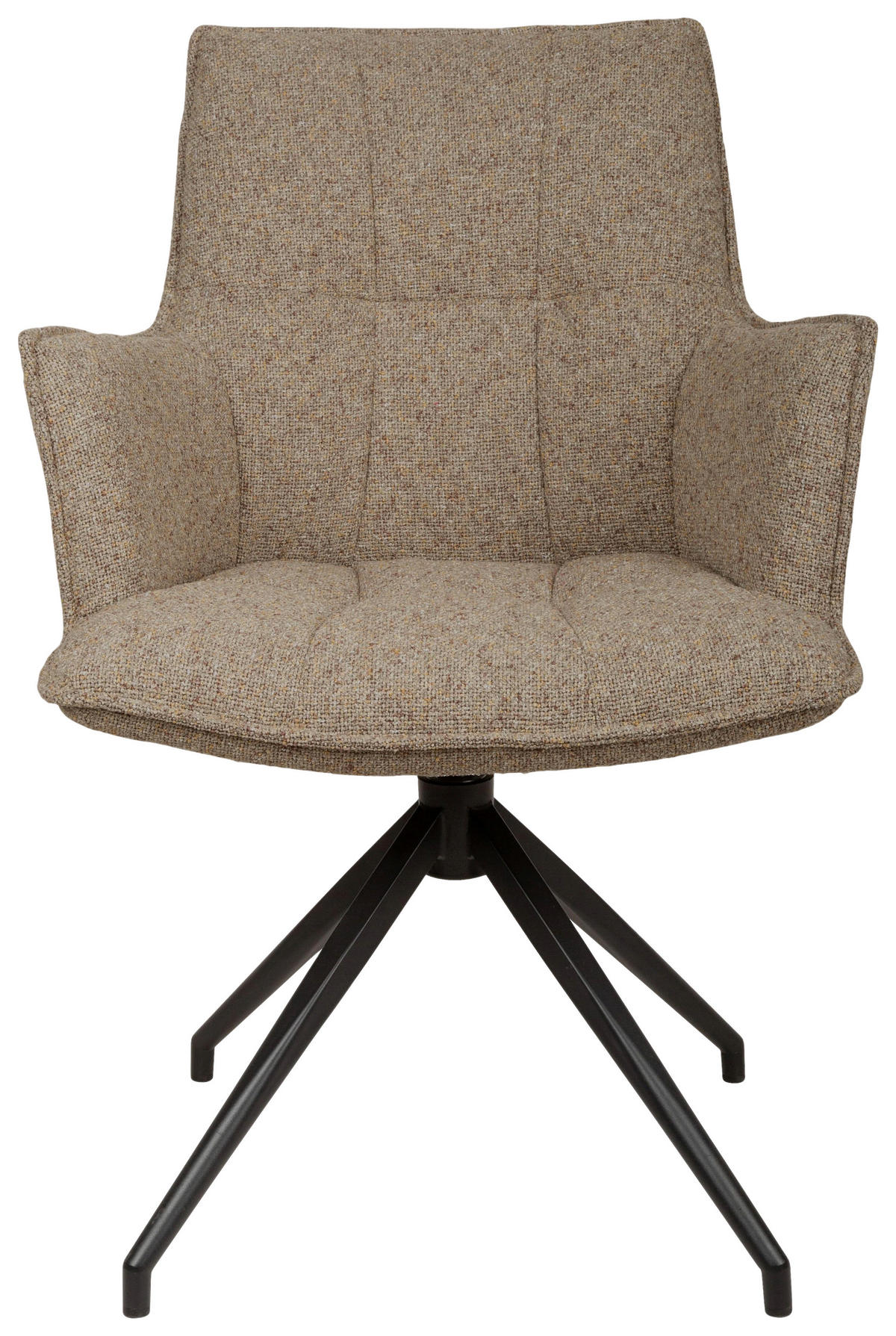 ARMLEHNSTUHL  Sitzfläche 360° drehbar, automatische Rückholfunktion Leinenoptik  Schwarz, Taupe  - Taupe/Schwarz, Design, Textil/Metall (59/89,5/63cm) - Novel