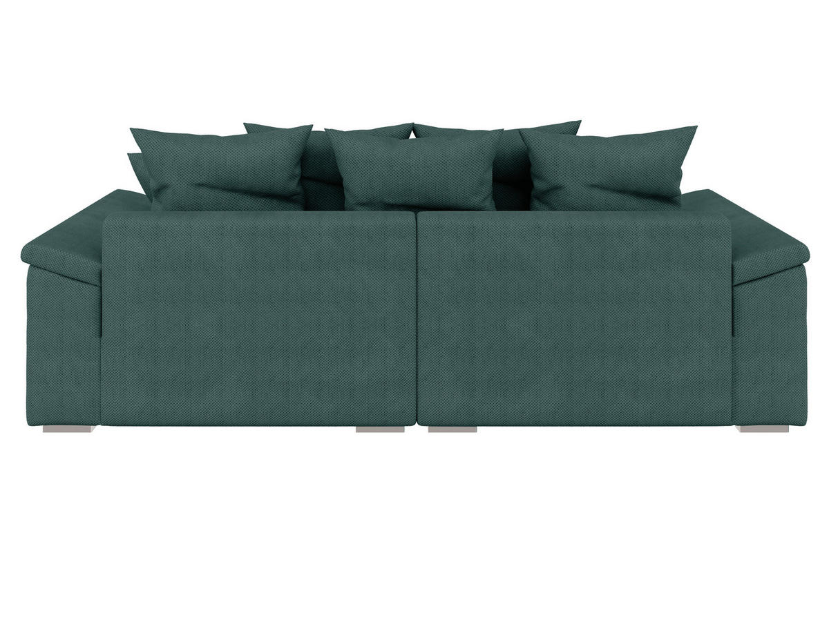 BIGSOFA TERMINI Velours, Webstoff Grün  - Beige/Naturfarben, Design, Holz/Textil (260/98/123cm) - MID.YOU