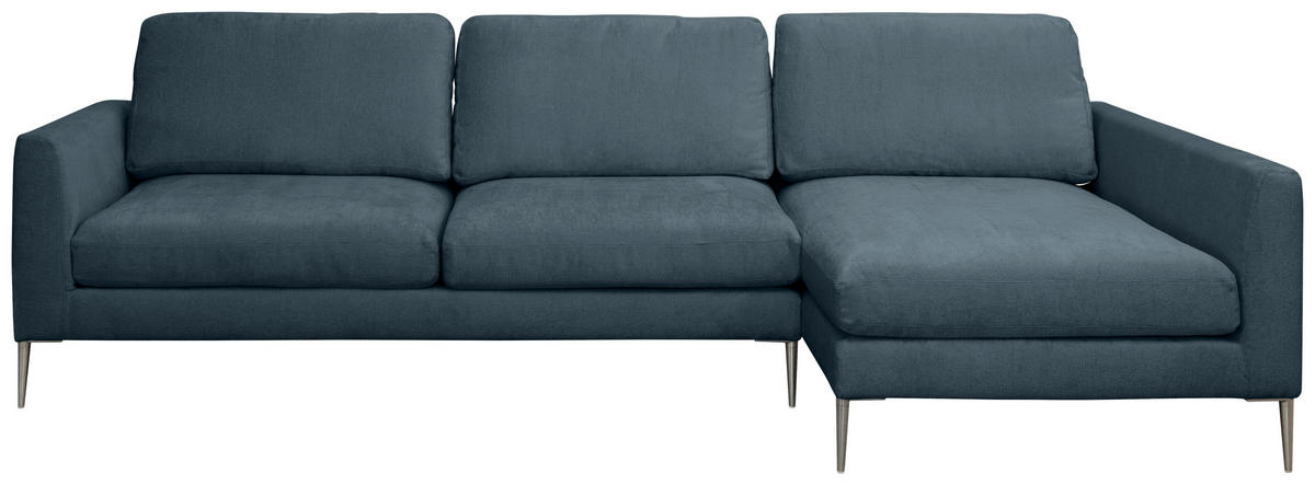 ECKSOFA Dunkelgrau Chenille  - Dunkelgrau/Silberfarben, KONVENTIONELL, Textil/Metall (284/143cm) - Carryhome