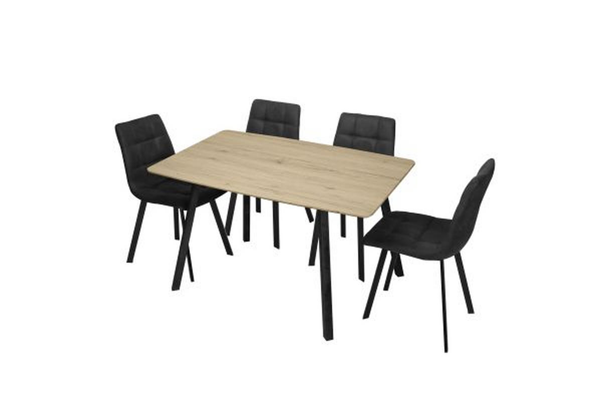 TISCHGRUPPE Anthrazit, Schwarz, Eichefarben  - Eichefarben/Anthrazit, MODERN, Holz/Textil - Livetastic