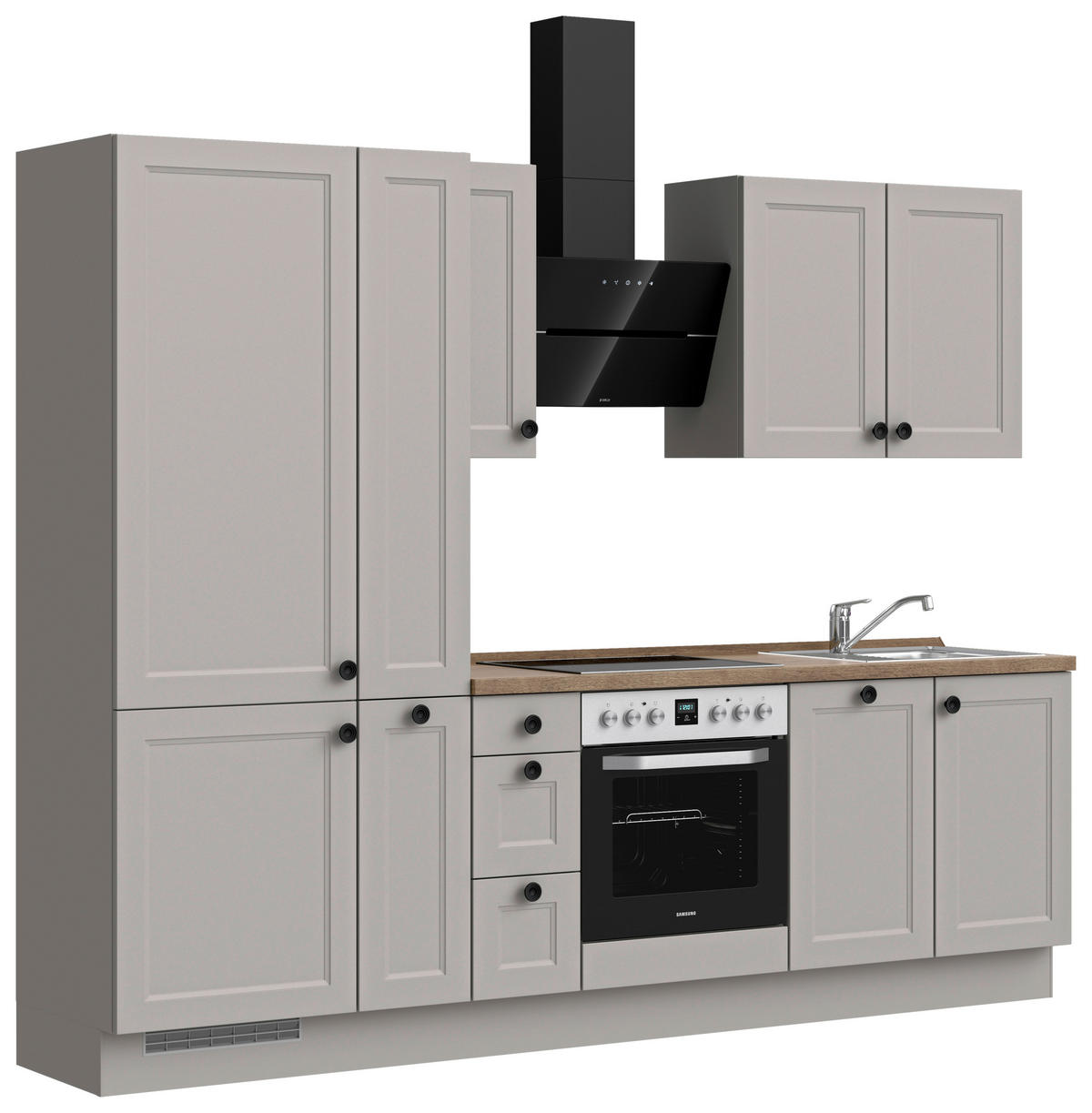 KÜCHENLEERBLOCK 270 cm   in Grau, Eiche dunkel  - Eiche dunkel/Schwarz, MODERN, Holzwerkstoff/Metall (270cm) - Nobilia