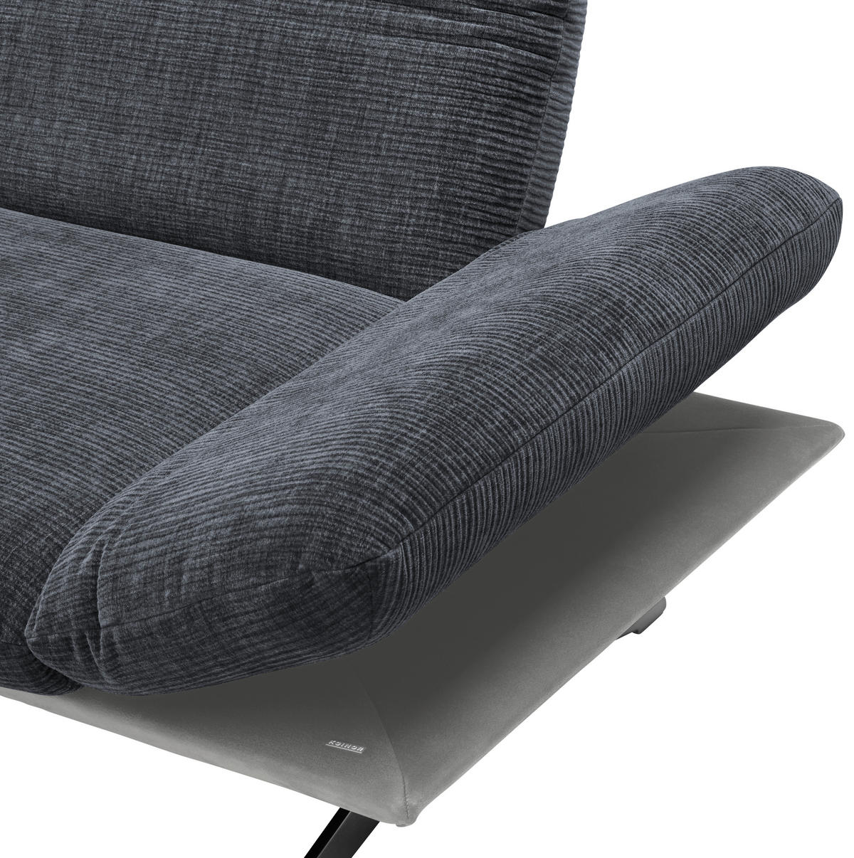 ECKSOFA Flachgewebe Dunkelgrau  - Edelstahlfarben/Dunkelgrau, Design, Textil/Metall (277/209cm) - Koinor