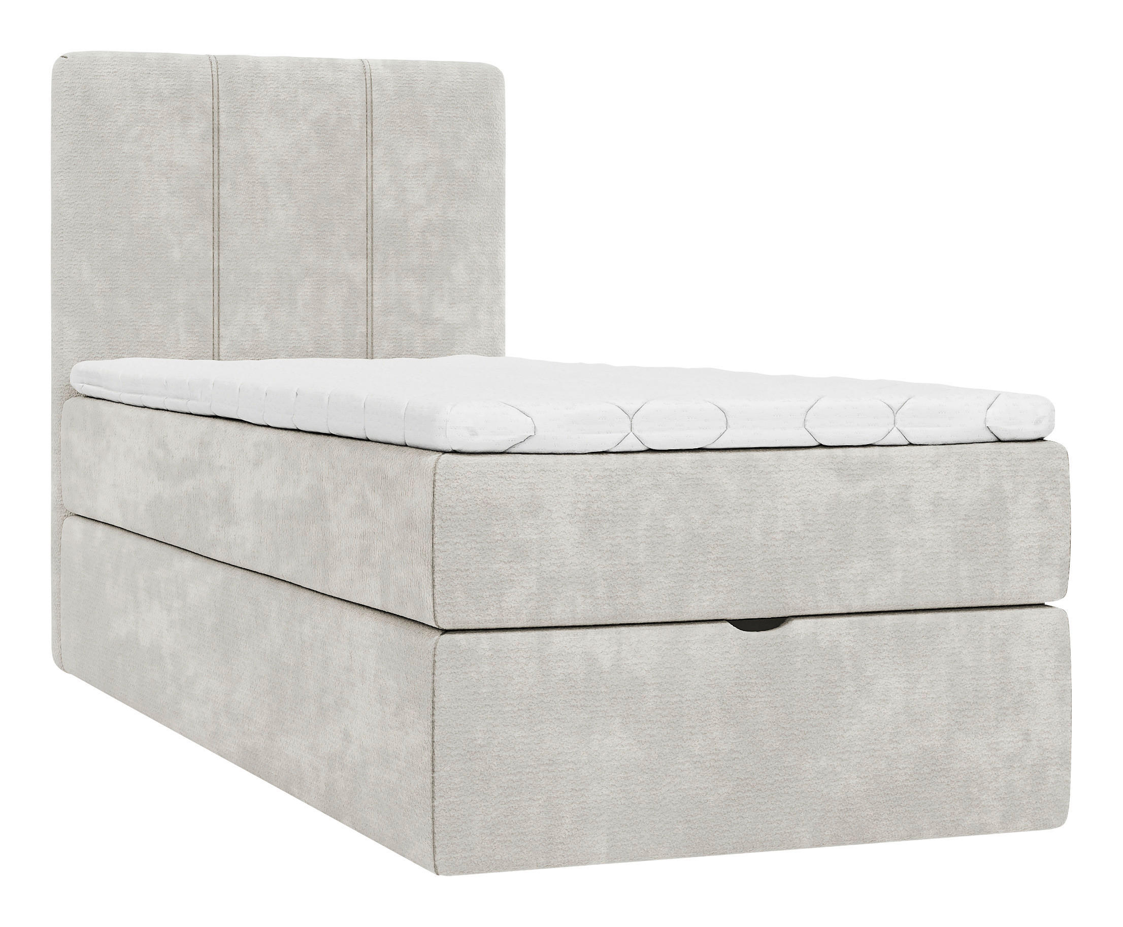 BOXBETT 80/200 cm,  in Beige, Matratze, gepolstertes Kopfteil, Bettkasten, Topper, H3 = fest  - Beige/Schwarz, Design, Holzwerkstoff/Kunststoff (80/200cm) - Esposa