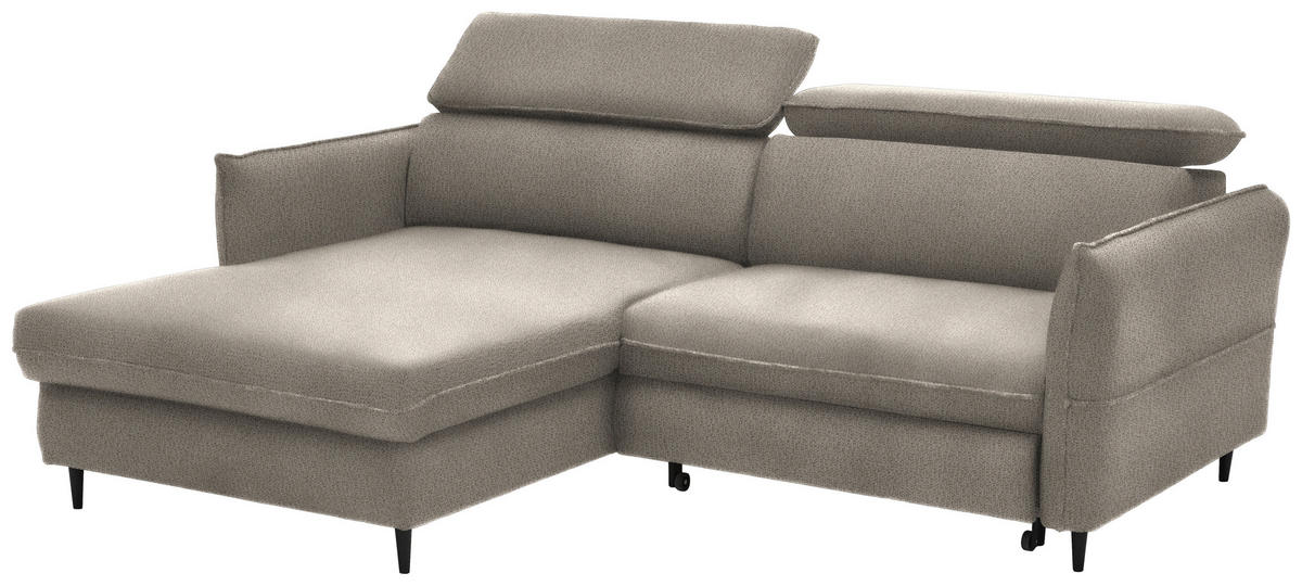 ECKSOFA in Flachgewebe Beige  - Beige/Schwarz, Design, Holz/Textil (185/232cm) - Stylife