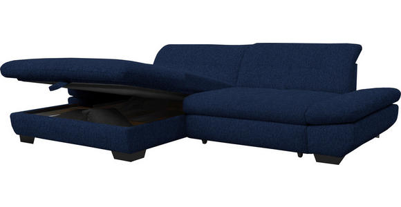 ECKSOFA in Mikrofaser Blau  198/290 cm  - Blau/Schwarz, Design, Textil/Metall (198/290cm) - Xora
