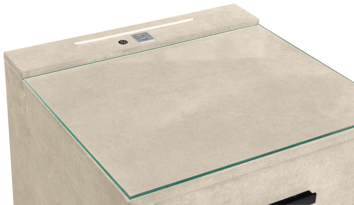 NACHTTISCH 47/70/51 cm  Creme  - Creme/Schwarz, Konventionell, Glas/Kunststoff (47/70/51cm) - Boxxx